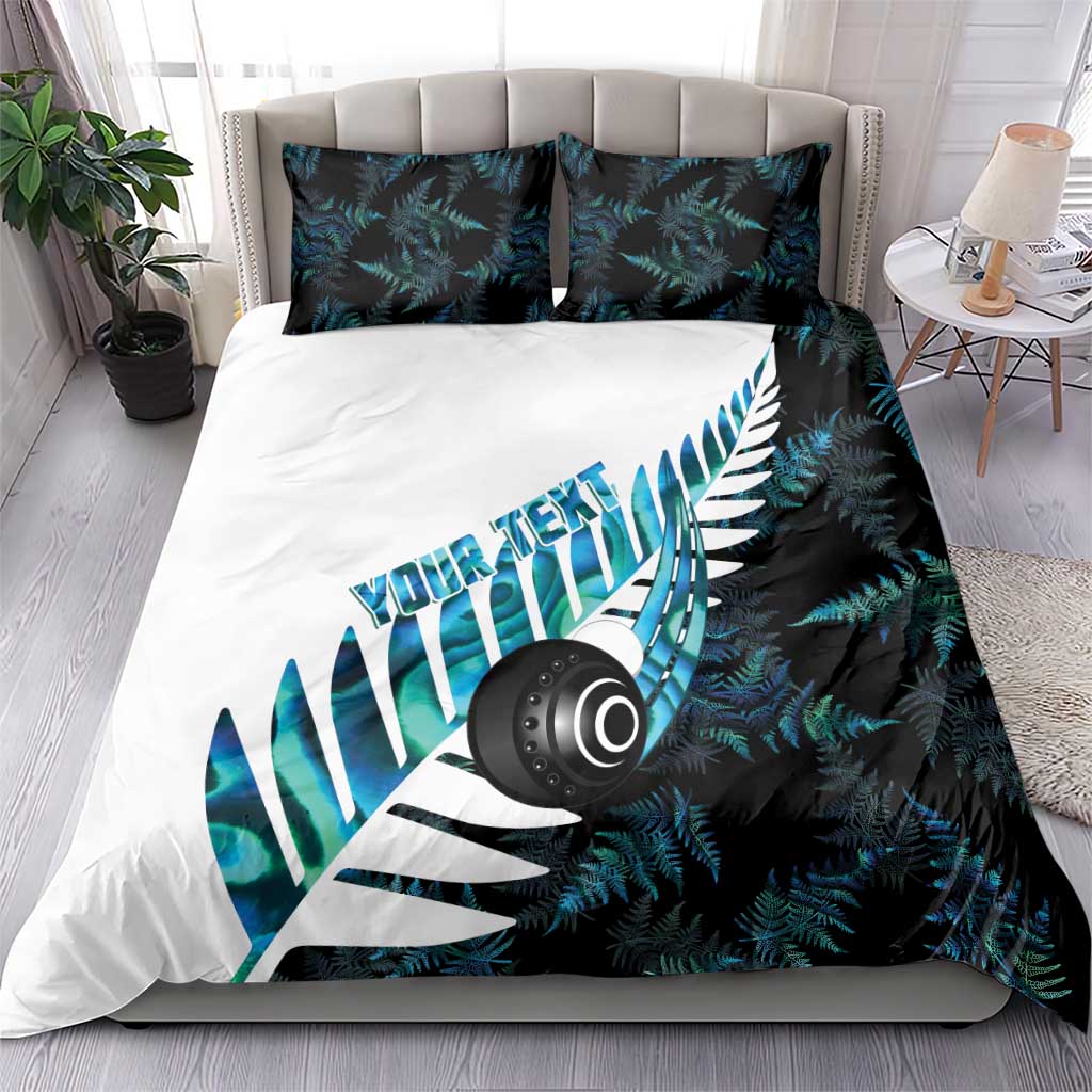 New Zealand Lawn Bowls Custom Bedding Set Aotearoa Silver Fern Paua Shell - Polynesian Pride