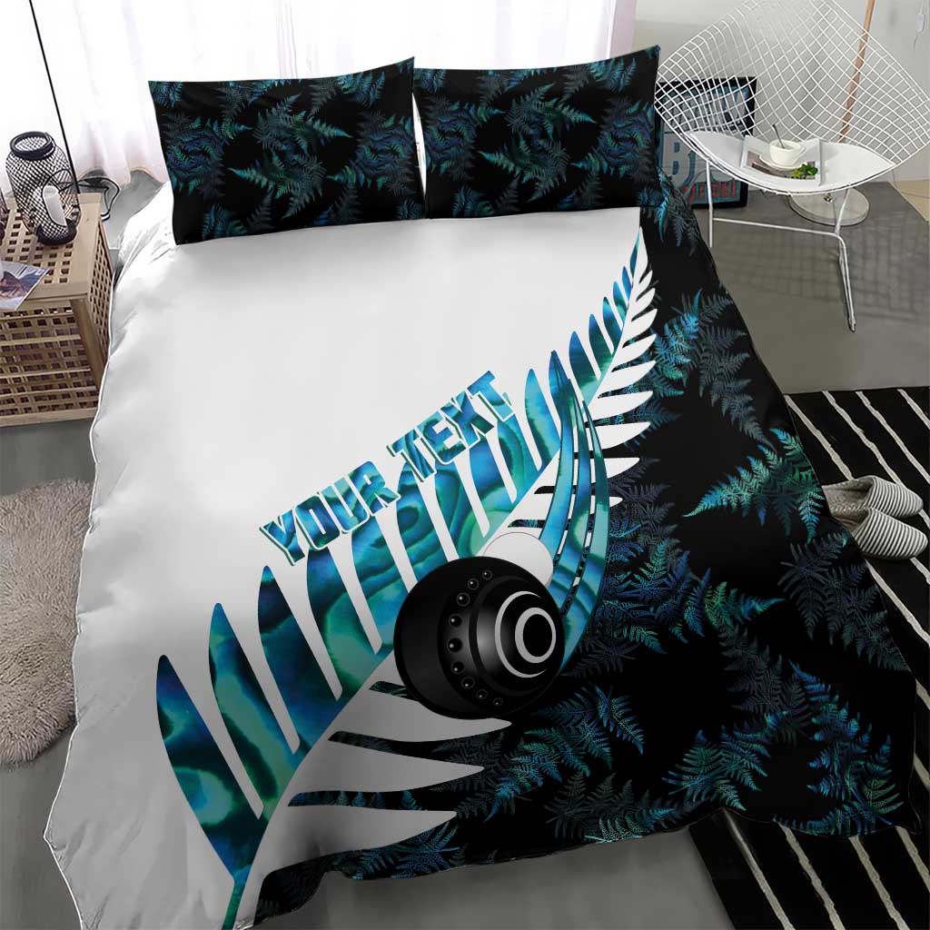 New Zealand Lawn Bowls Custom Bedding Set Aotearoa Silver Fern Paua Shell - Polynesian Pride