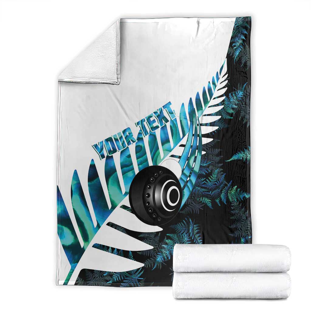 New Zealand Lawn Bowls Custom Blanket Aotearoa Silver Fern Paua Shell - Polynesian Pride