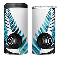 New Zealand Lawn Bowls Custom 4 in 1 Can Cooler Tumbler Aotearoa Silver Fern Paua Shell - Polynesian Pride
