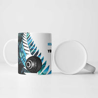 New Zealand Lawn Bowls Custom Ceramic Mug Aotearoa Silver Fern Paua Shell - Polynesian Pride
