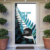 New Zealand Lawn Bowls Custom Door Cover Aotearoa Silver Fern Paua Shell - Polynesian Pride