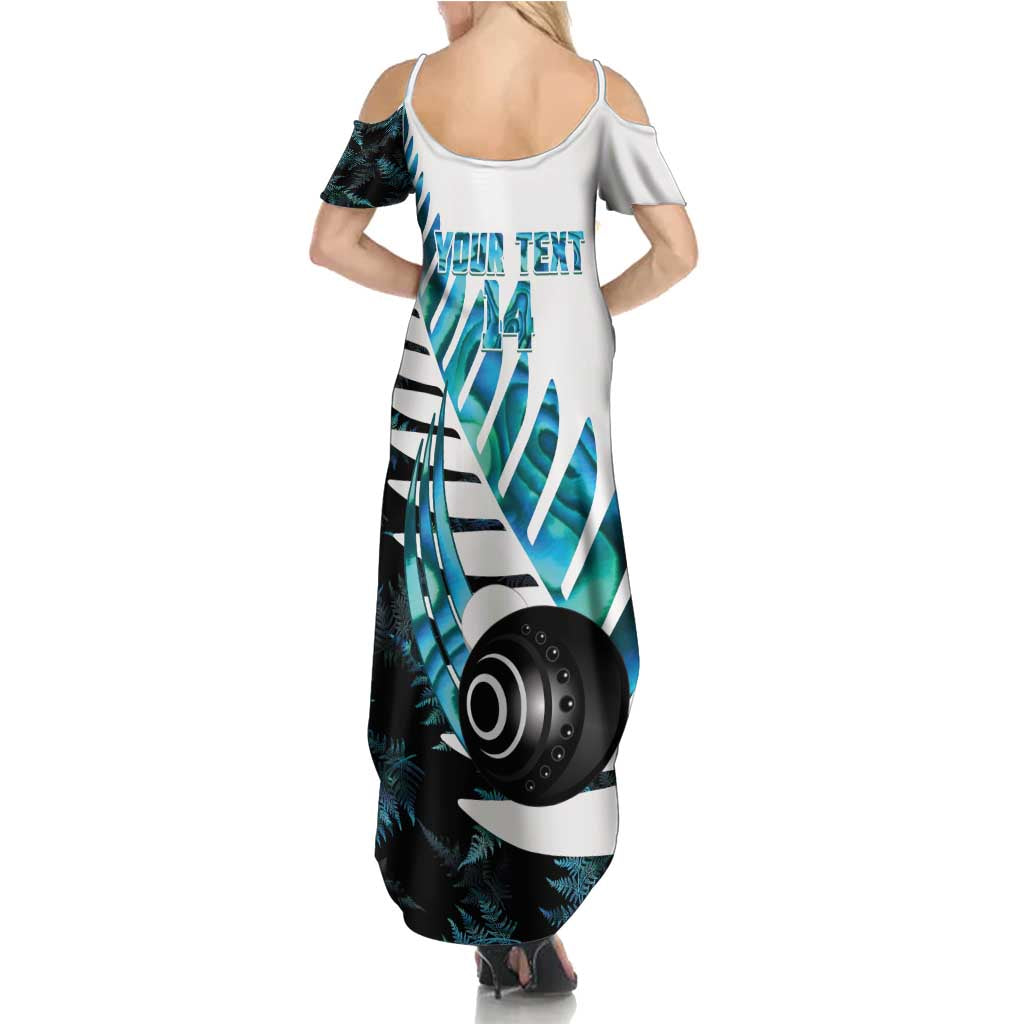 New Zealand Lawn Bowls Custom Family Matching Summer Maxi Dress and Hawaiian Shirt Aotearoa Silver Fern Paua Shell - Polynesian Pride