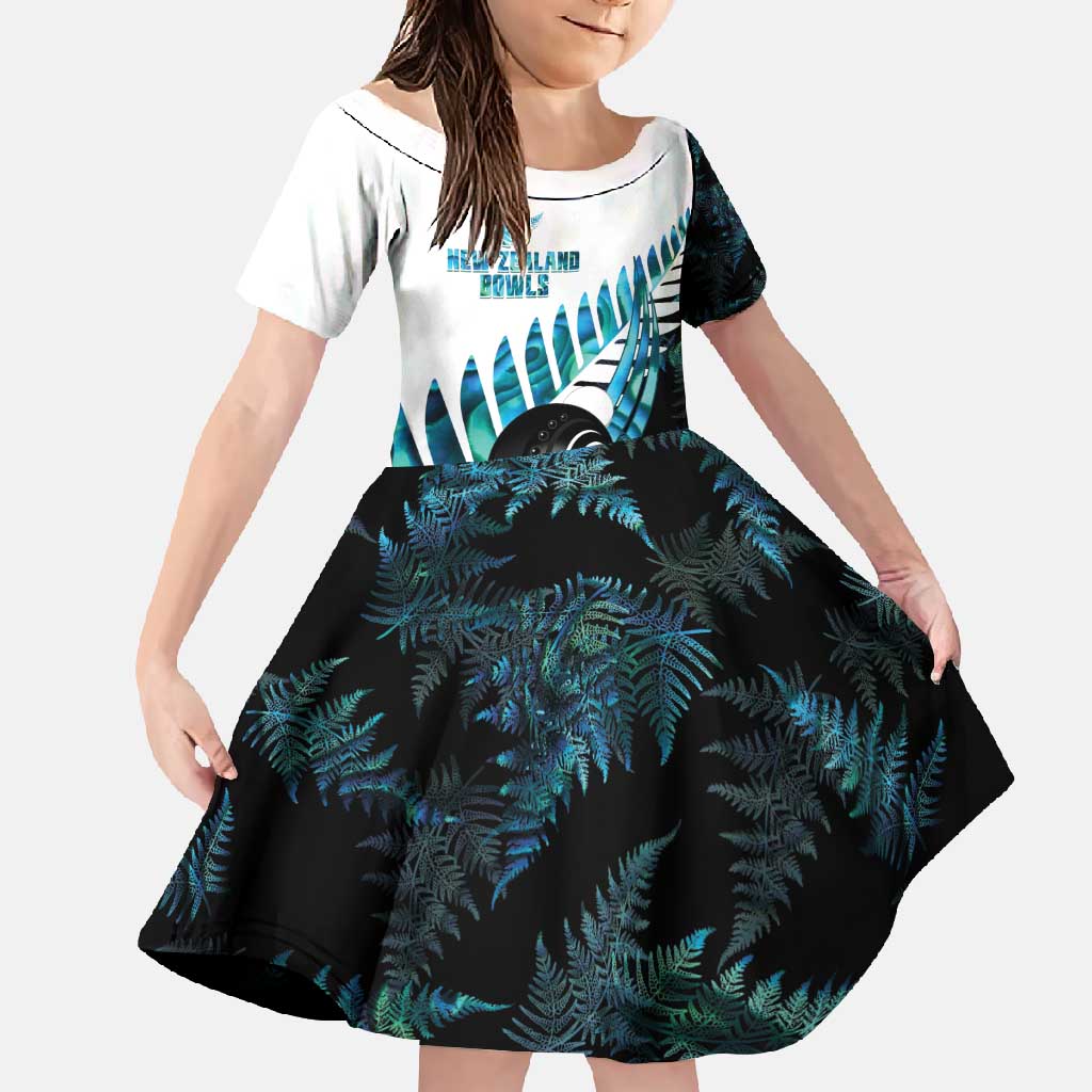 New Zealand Lawn Bowls Custom Family Matching Tank Maxi Dress and Hawaiian Shirt Aotearoa Silver Fern Paua Shell - Polynesian Pride