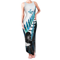 New Zealand Lawn Bowls Custom Family Matching Tank Maxi Dress and Hawaiian Shirt Aotearoa Silver Fern Paua Shell - Polynesian Pride