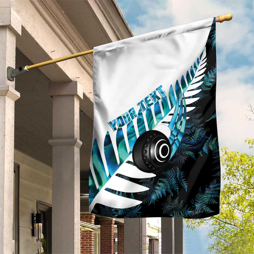 New Zealand Lawn Bowls Custom Garden Flag Aotearoa Silver Fern Paua Shell LT14 House Flag Black - Polynesian Pride