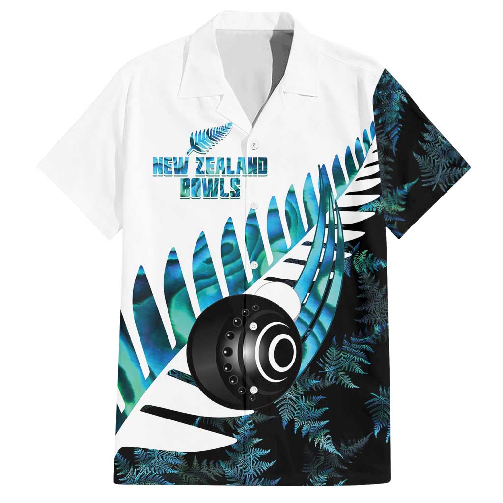 New Zealand Lawn Bowls Custom Hawaiian Shirt Aotearoa Silver Fern Paua Shell LT14 Black - Polynesian Pride