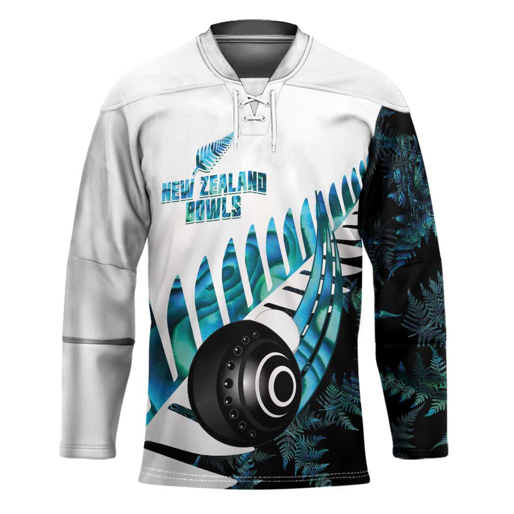 New Zealand Lawn Bowls Custom Hockey Jersey Aotearoa Silver Fern Paua Shell LT14 Unisex Black - Polynesian Pride