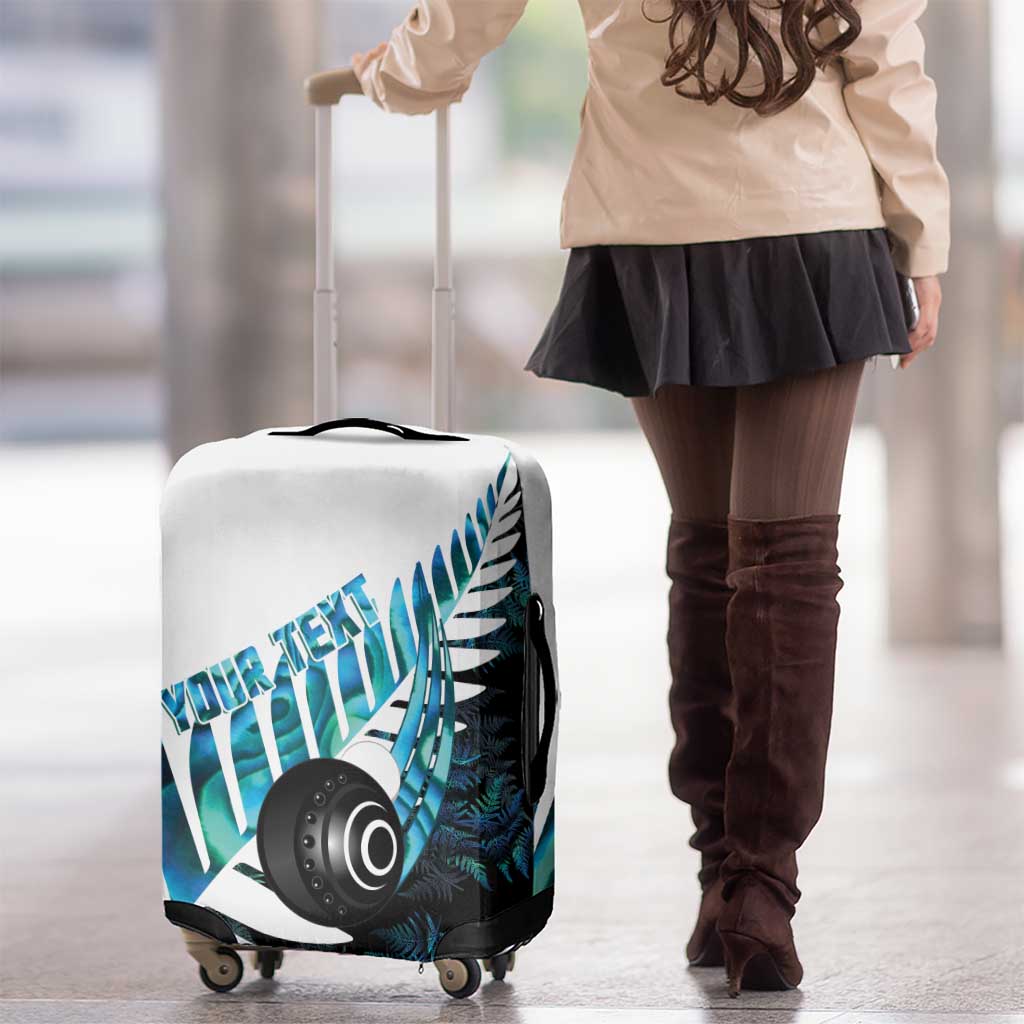 New Zealand Lawn Bowls Custom Luggage Cover Aotearoa Silver Fern Paua Shell - Polynesian Pride