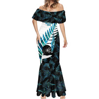 New Zealand Lawn Bowls Custom Mermaid Dress Aotearoa Silver Fern Paua Shell - Polynesian Pride