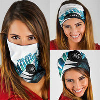 New Zealand Lawn Bowls Custom Neck Gaiter Aotearoa Silver Fern Paua Shell - Polynesian Pride