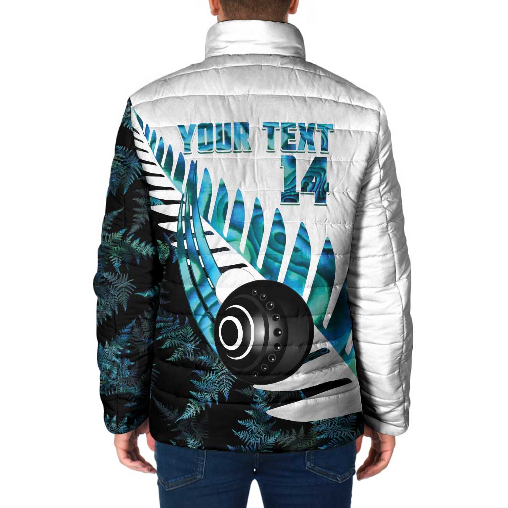 New Zealand Lawn Bowls Custom Padded Jacket Aotearoa Silver Fern Paua Shell - Polynesian Pride