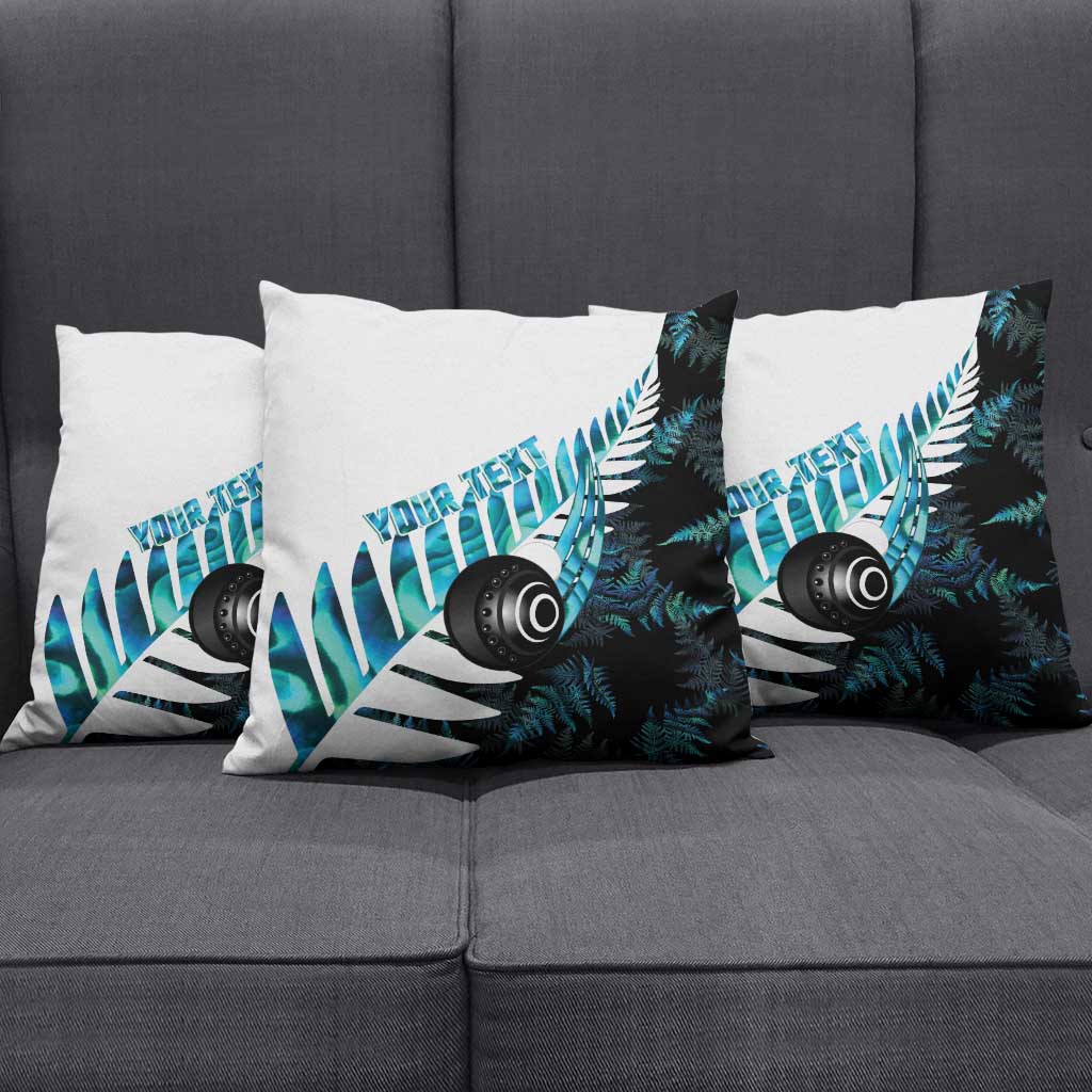 New Zealand Lawn Bowls Custom Pillow Cover Aotearoa Silver Fern Paua Shell - Polynesian Pride