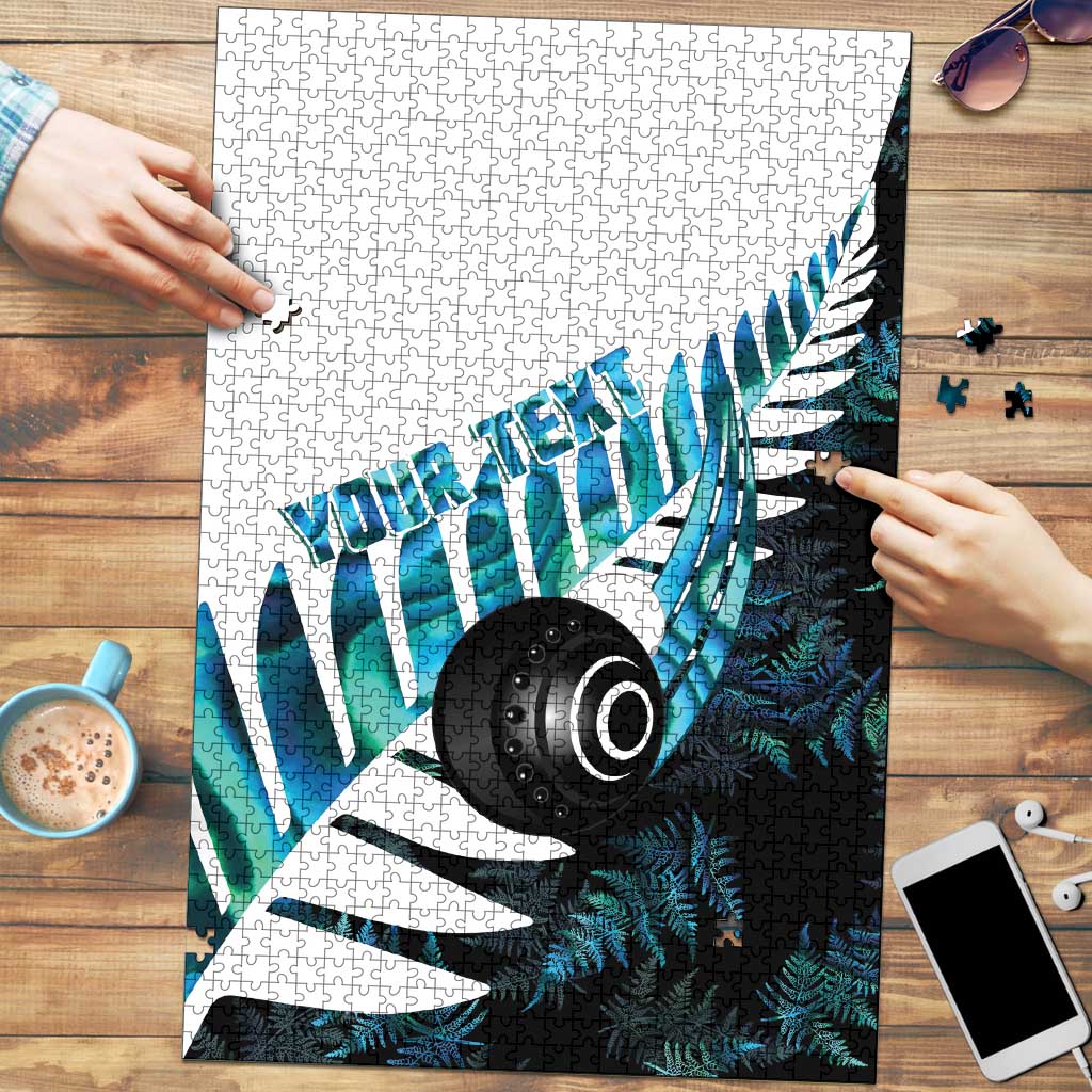 New Zealand Lawn Bowls Custom Puzzle Aotearoa Silver Fern Paua Shell - Polynesian Pride