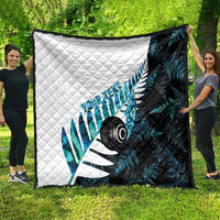 New Zealand Lawn Bowls Custom Quilt Aotearoa Silver Fern Paua Shell - Polynesian Pride