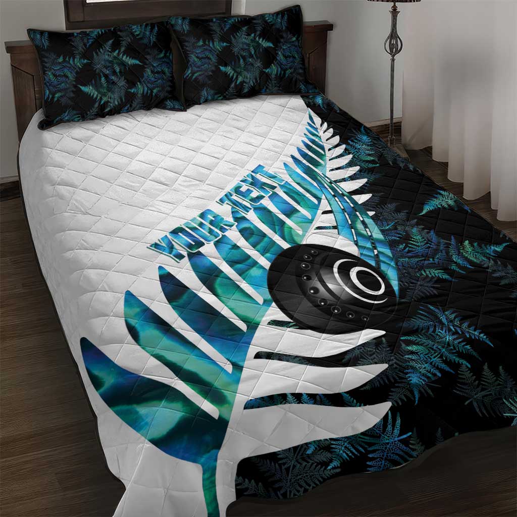 New Zealand Lawn Bowls Custom Quilt Bed Set Aotearoa Silver Fern Paua Shell - Polynesian Pride