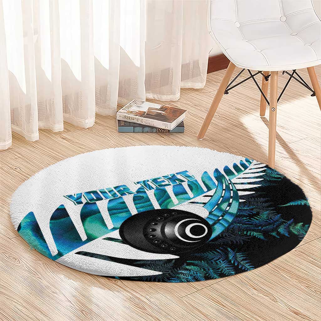 New Zealand Lawn Bowls Custom Round Carpet Aotearoa Silver Fern Paua Shell - Polynesian Pride