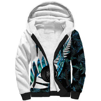 New Zealand Lawn Bowls Custom Sherpa Hoodie Aotearoa Silver Fern Paua Shell - Polynesian Pride