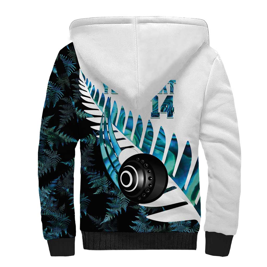 New Zealand Lawn Bowls Custom Sherpa Hoodie Aotearoa Silver Fern Paua Shell - Polynesian Pride