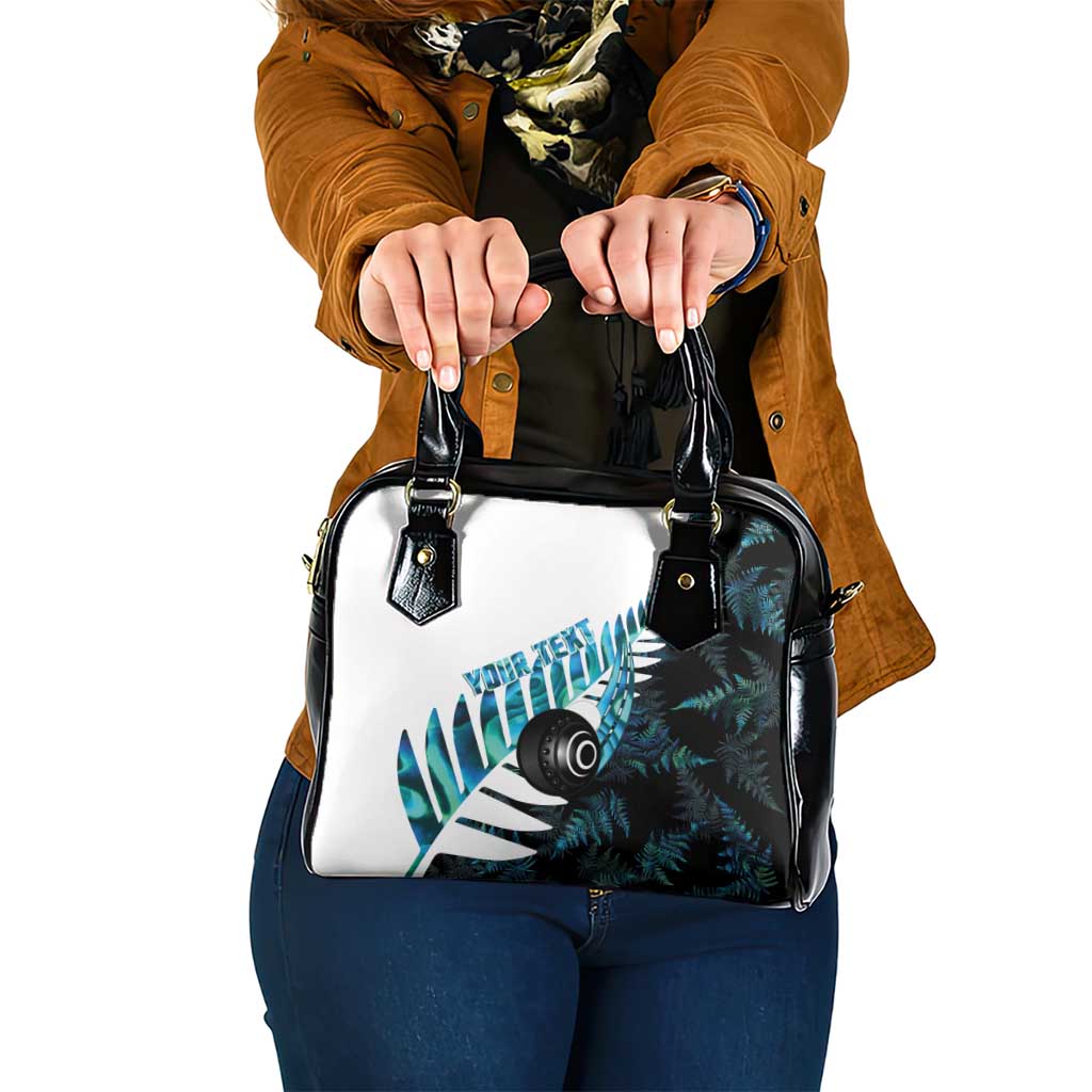 New Zealand Lawn Bowls Custom Shoulder Handbag Aotearoa Silver Fern Paua Shell LT14 One Size Black - Polynesian Pride