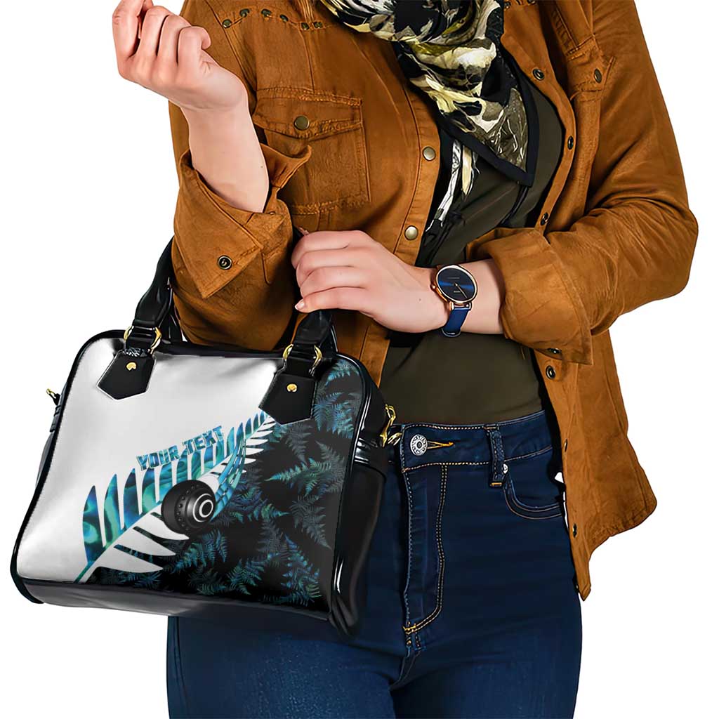 New Zealand Lawn Bowls Custom Shoulder Handbag Aotearoa Silver Fern Paua Shell - Polynesian Pride