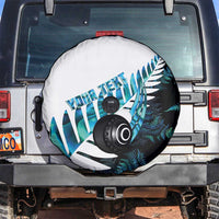New Zealand Lawn Bowls Custom Spare Tire Cover Aotearoa Silver Fern Paua Shell - Polynesian Pride