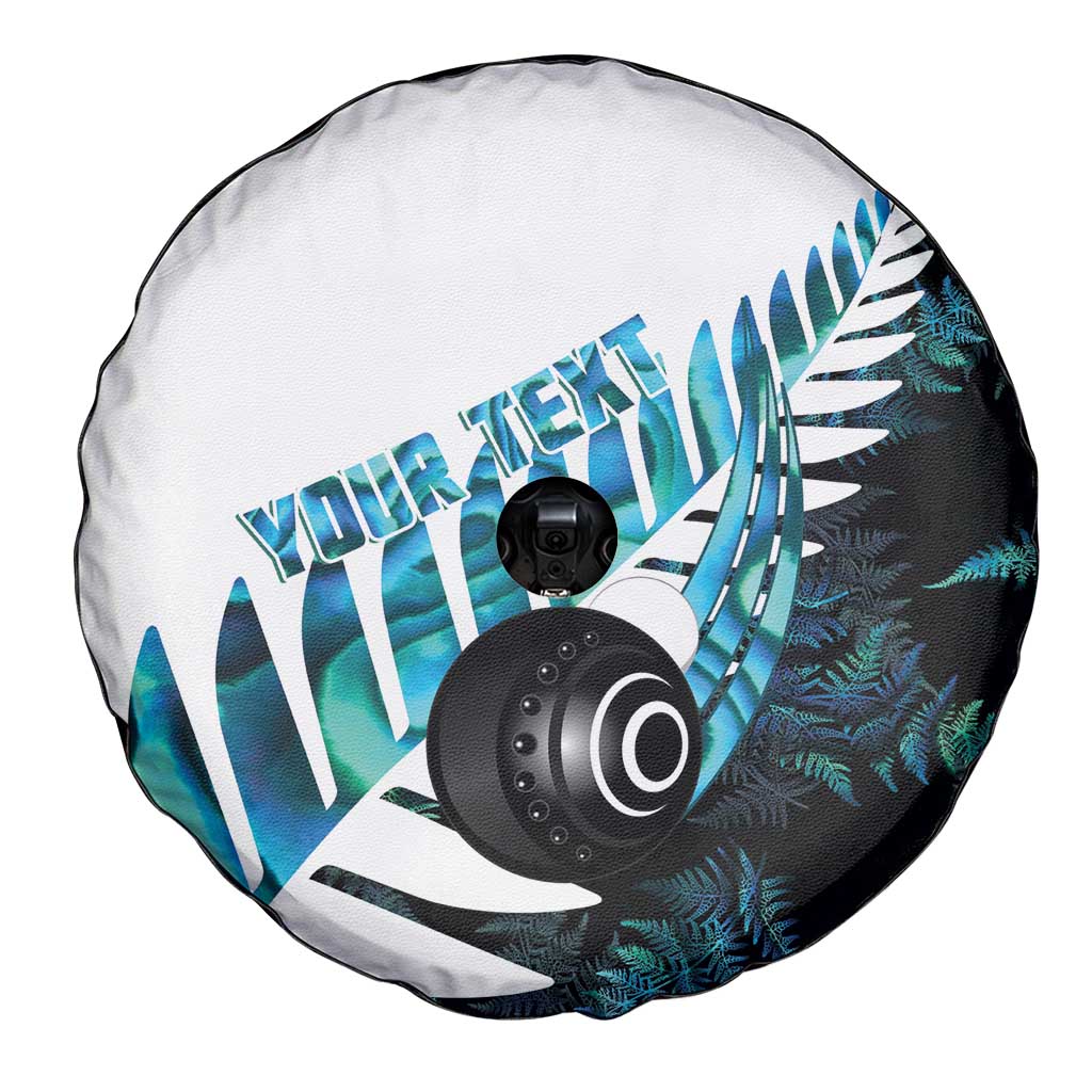 New Zealand Lawn Bowls Custom Spare Tire Cover Aotearoa Silver Fern Paua Shell - Polynesian Pride