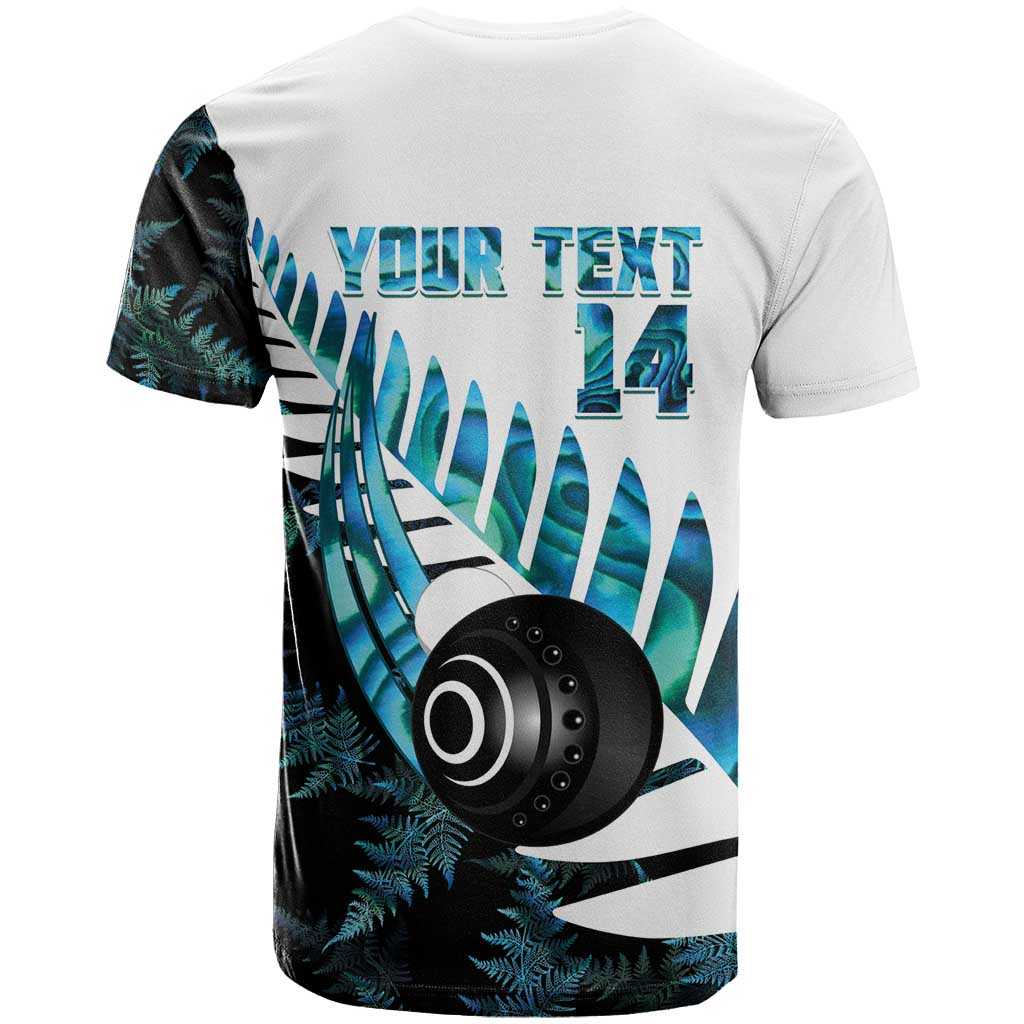 New Zealand Lawn Bowls Custom T Shirt Aotearoa Silver Fern Paua Shell - Polynesian Pride