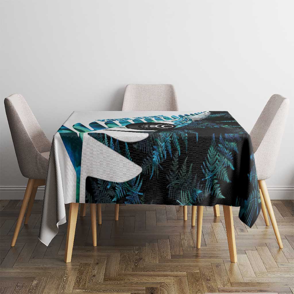 New Zealand Lawn Bowls Custom Tablecloth Aotearoa Silver Fern Paua Shell - Polynesian Pride
