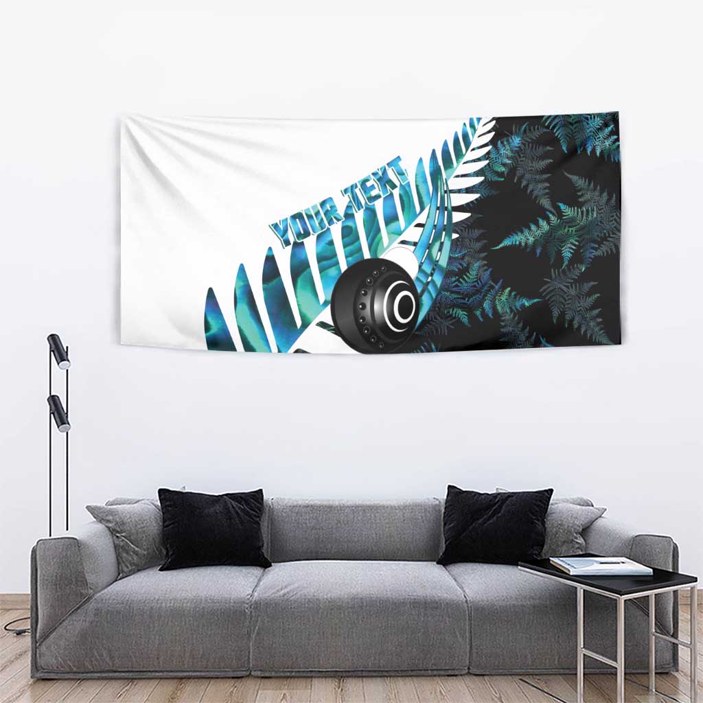 New Zealand Lawn Bowls Custom Tapestry Aotearoa Silver Fern Paua Shell - Polynesian Pride