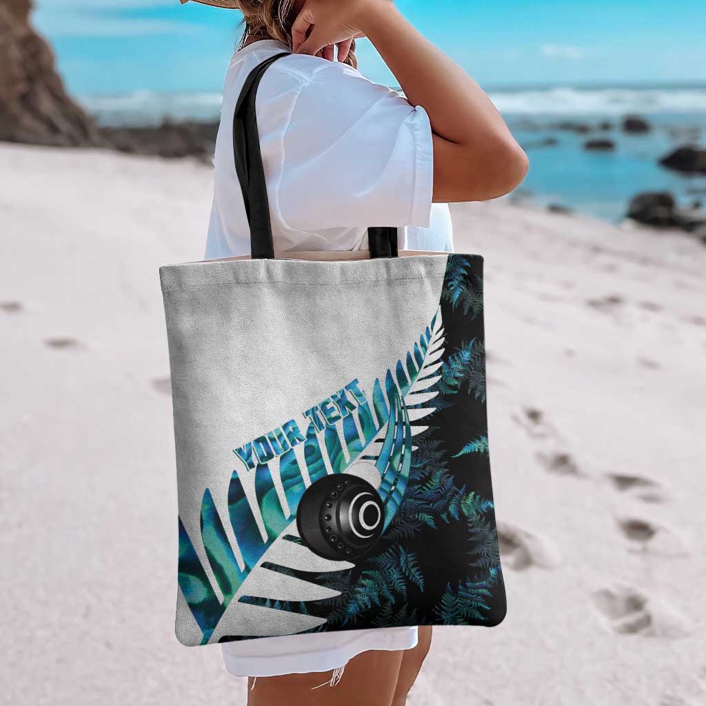 New Zealand Lawn Bowls Custom Tote Bag Aotearoa Silver Fern Paua Shell - Polynesian Pride