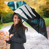 New Zealand Lawn Bowls Custom Umbrella Aotearoa Silver Fern Paua Shell - Polynesian Pride