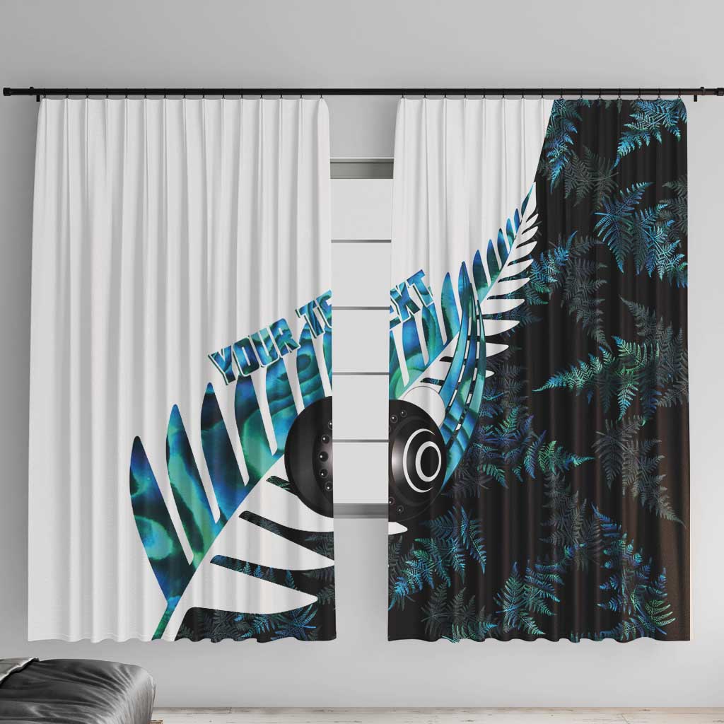 New Zealand Lawn Bowls Custom Window Curtain Aotearoa Silver Fern Paua Shell - Polynesian Pride