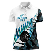 New Zealand Lawn Bowls Custom Women Polo Shirt Aotearoa Silver Fern Paua Shell - Polynesian Pride