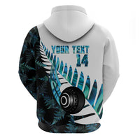 New Zealand Lawn Bowls Custom Zip Hoodie Aotearoa Silver Fern Paua Shell LT14 - Polynesian Pride
