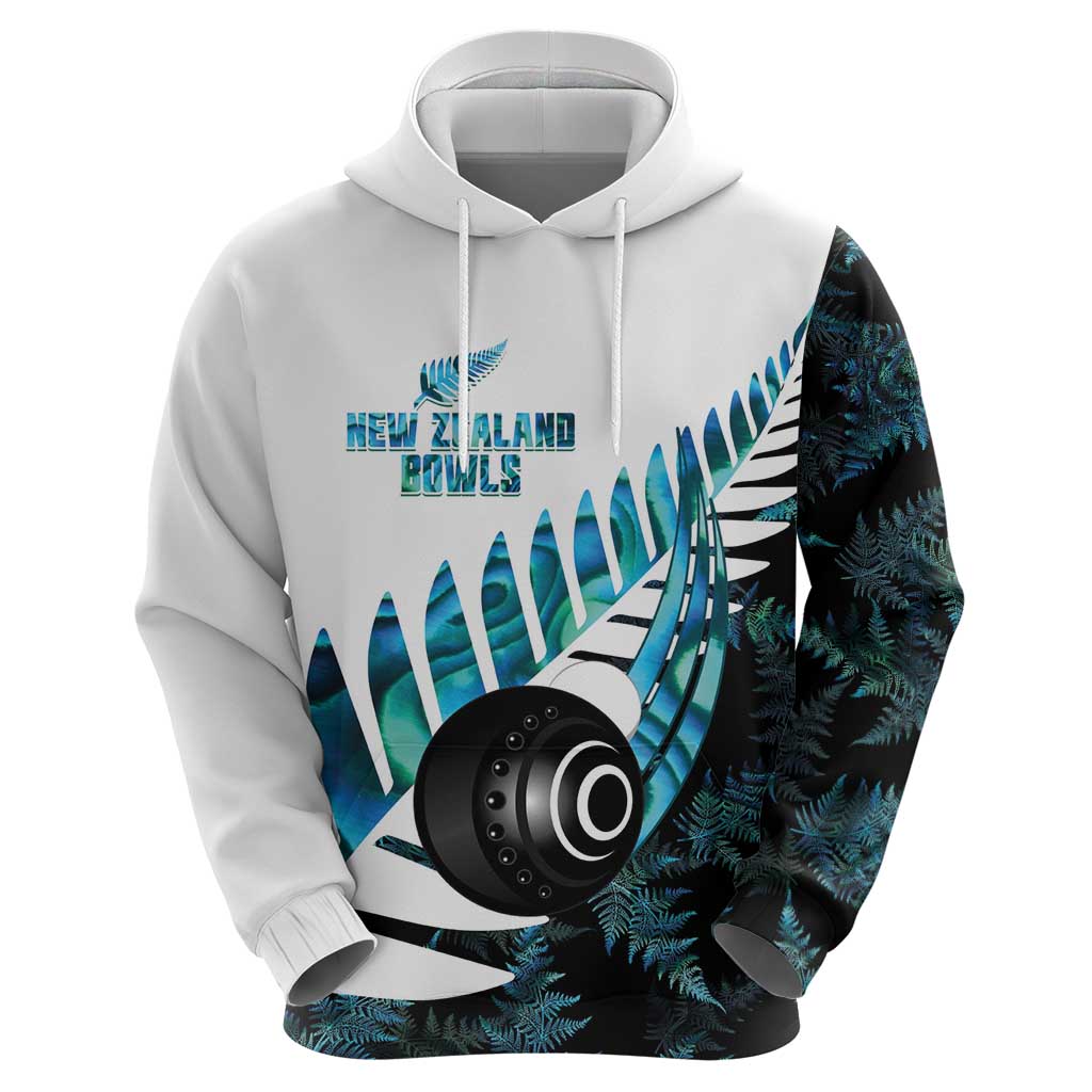 New Zealand Lawn Bowls Custom Zip Hoodie Aotearoa Silver Fern Paua Shell LT14 - Polynesian Pride