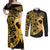 Polynesia Bone Cancer Awareness Couples Matching Off Shoulder Maxi Dress and Long Sleeve Button Shirt Fight Warriors