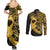 Polynesia Bone Cancer Awareness Couples Matching Summer Maxi Dress and Long Sleeve Button Shirt Fight Warriors