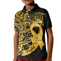 Polynesia Bone Cancer Awareness Kid Polo Shirt Fight Warriors