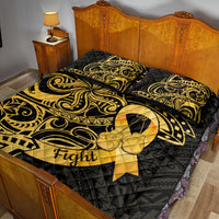 Polynesia Bone Cancer Awareness Quilt Bed Set Fight Warriors