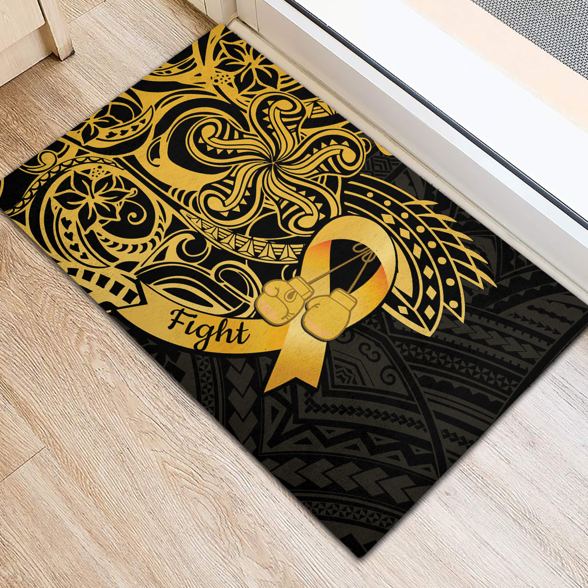Polynesia Bone Cancer Awareness Rubber Doormat Fight Warriors