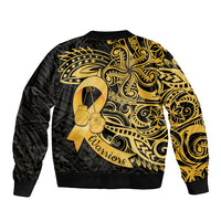 Polynesia Bone Cancer Awareness Sleeve Zip Bomber Jacket Fight Warriors