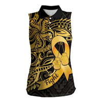 Polynesia Bone Cancer Awareness Women Sleeveless Polo Shirt Fight Warriors