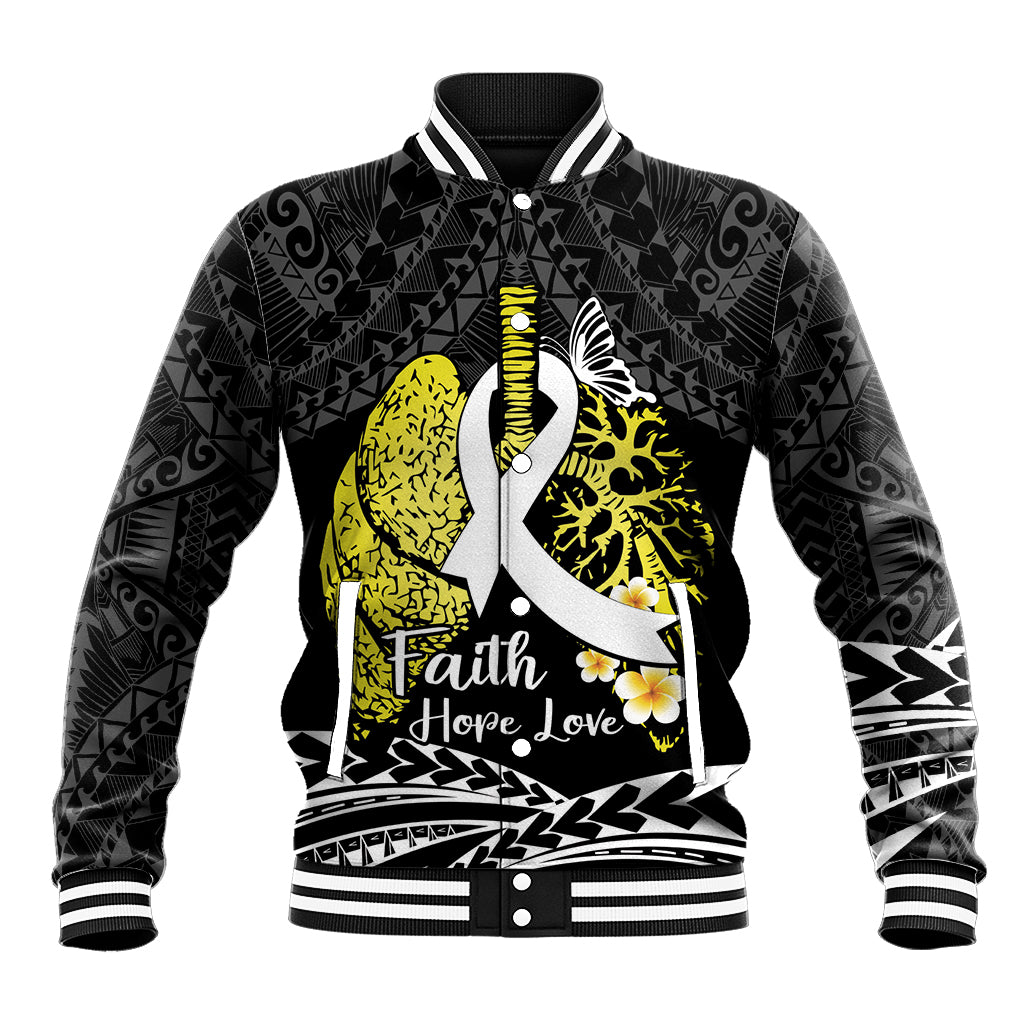 Personalised Polynesia World Lung Cancer Day Baseball Jacket Faith Hope Love