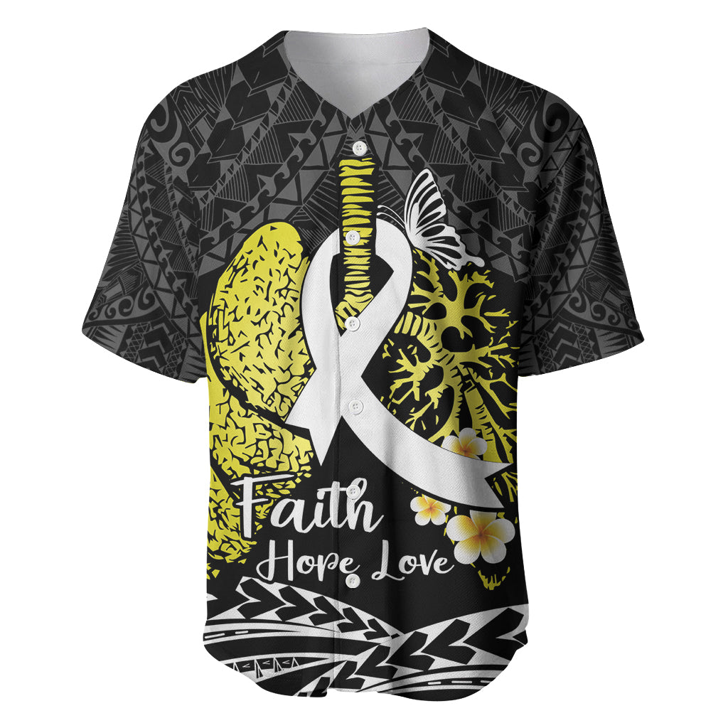 Personalised Polynesia World Lung Cancer Day Baseball Jersey Faith Hope Love LT14 Black - Polynesian Pride