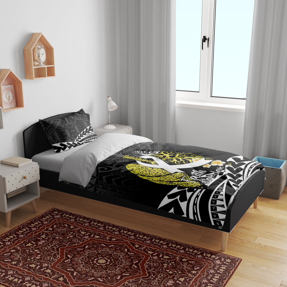 Polynesia World Lung Cancer Day Bedding Set Faith Hope Love