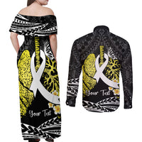 Personalised Polynesia World Lung Cancer Day Couples Matching Off Shoulder Maxi Dress and Long Sleeve Button Shirt Faith Hope Love LT14 - Polynesian Pride