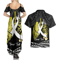 Personalised Polynesia World Lung Cancer Day Couples Matching Summer Maxi Dress and Hawaiian Shirt Faith Hope Love