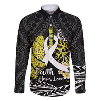 Personalised Polynesia World Lung Cancer Day Family Matching Mermaid Dress and Hawaiian Shirt Faith Hope Love LT14 Dad's Shirt - Long Sleeve Black - Polynesian Pride