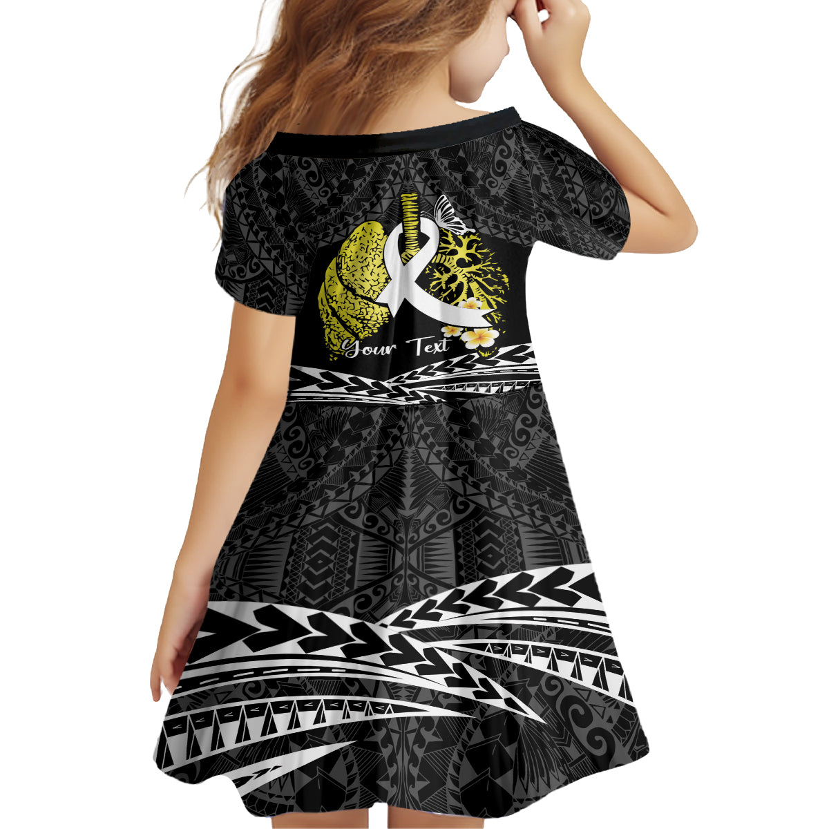 Personalised Polynesia World Lung Cancer Day Family Matching Off Shoulder Short Dress and Hawaiian Shirt Faith Hope Love LT14 - Polynesian Pride